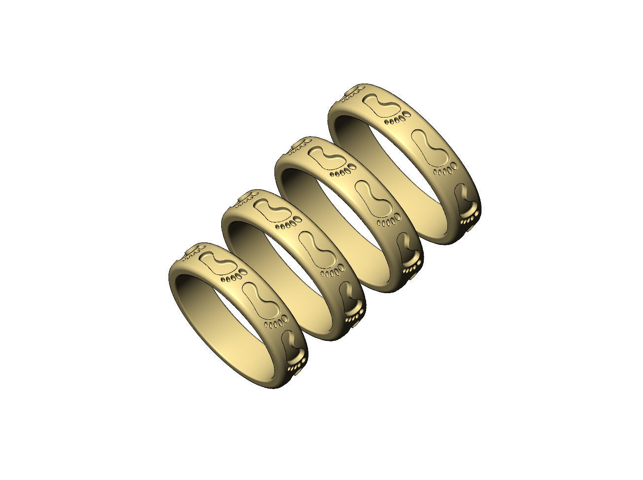 Footprint pattern band US sizes 7to10 3D print model_4