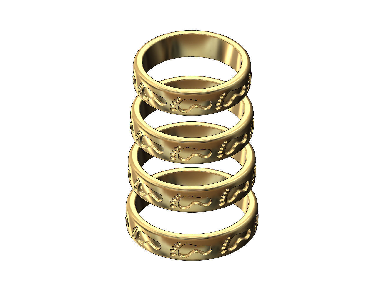 Footprint pattern band US sizes 7to10 3D print model_1
