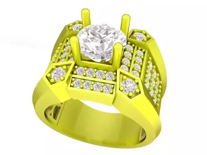 Korean Style Fashion Diamond Men Ring 3D Model A7129