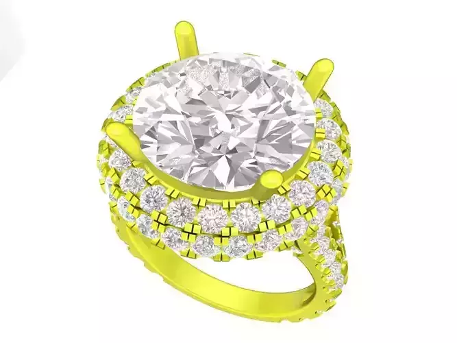 Oval Diamond Engagement Ring 3D Print Model A7132