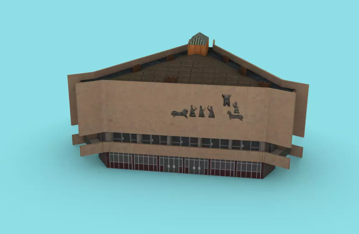 Yerevan Chess House Low-poly 3D model_0