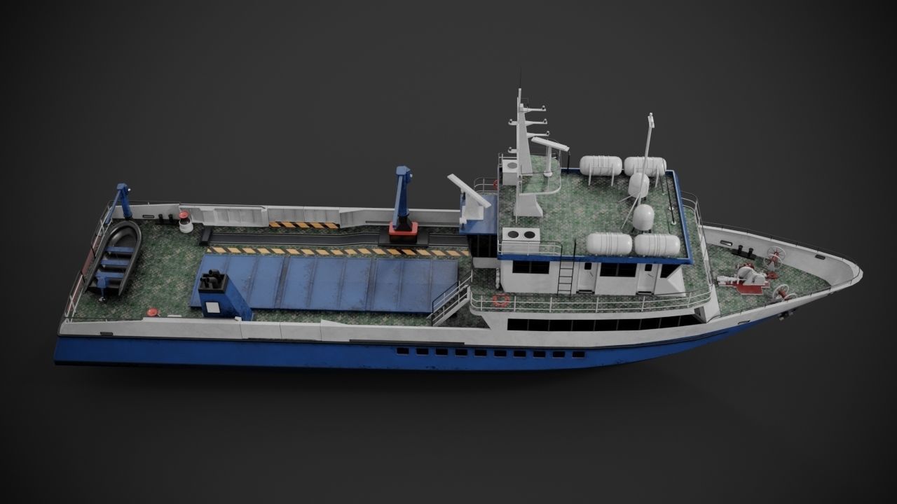 Crew boat Low-poly 3D model_11