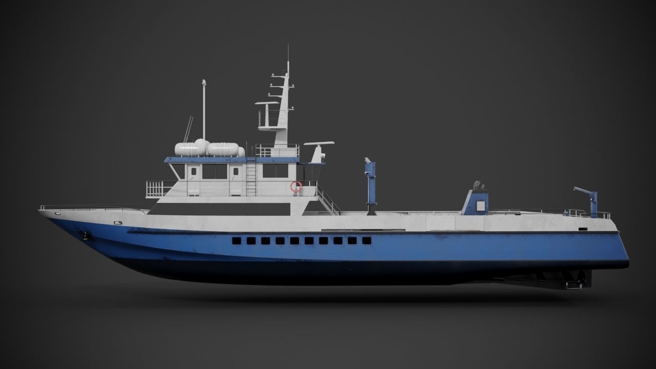 Crew boat Low-poly 3D model_7