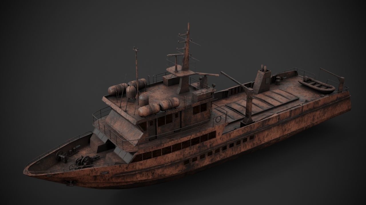 Crew boat Low-poly 3D model_13