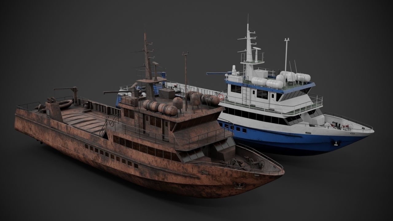 Crew boat Low-poly 3D model_2