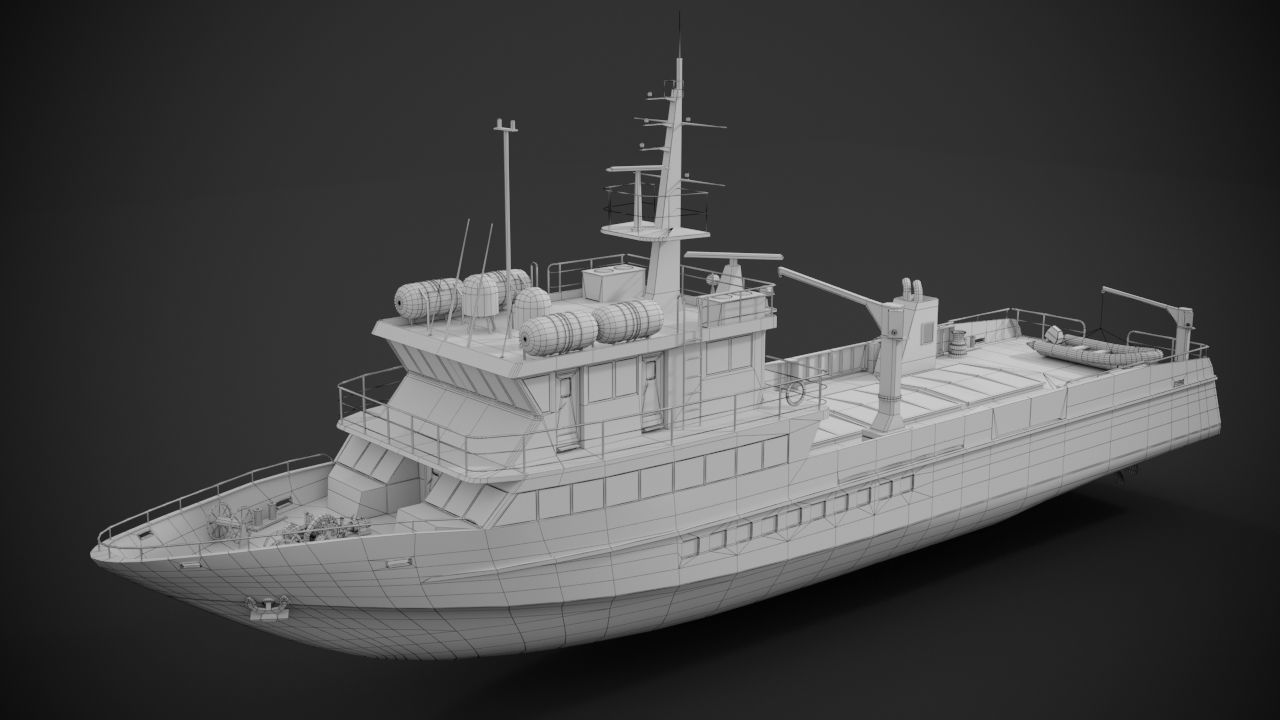 Crew boat Low-poly 3D model_16