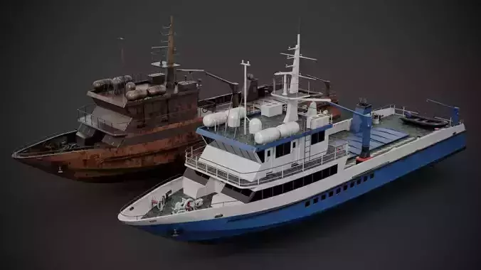 Crew boat Low-poly 3D model
