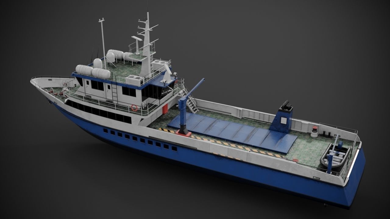 Crew boat Low-poly 3D model_8