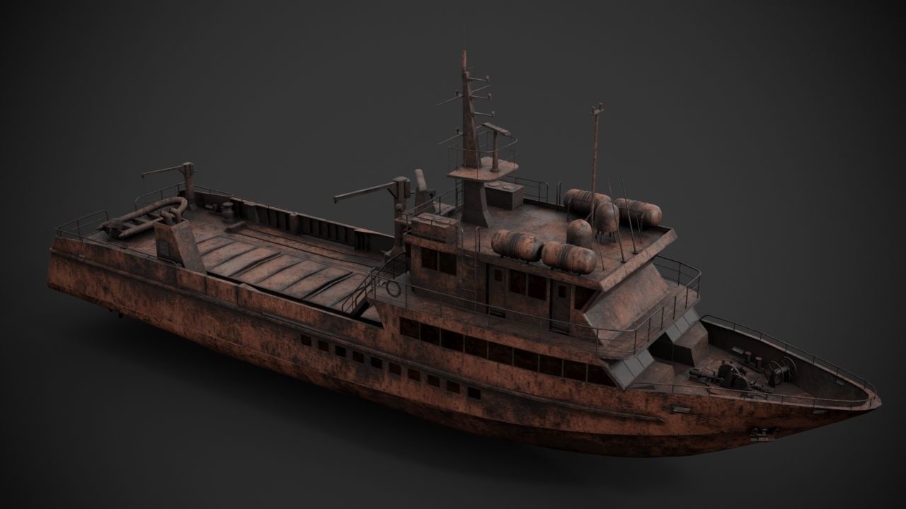 Crew boat Low-poly 3D model_12