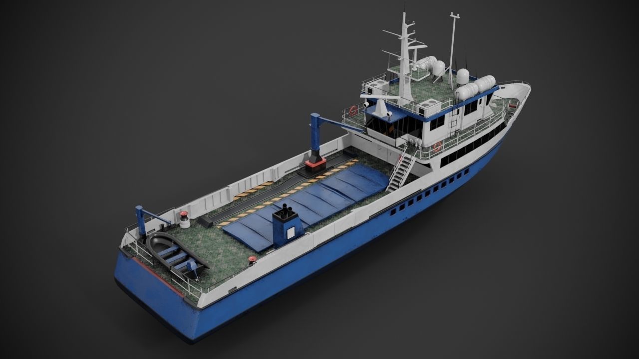 Crew boat Low-poly 3D model_10