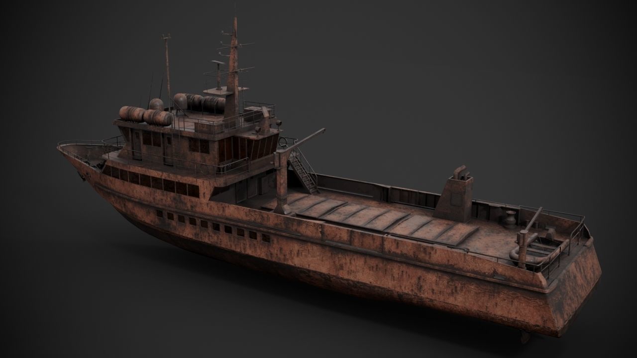 Crew boat Low-poly 3D model_14