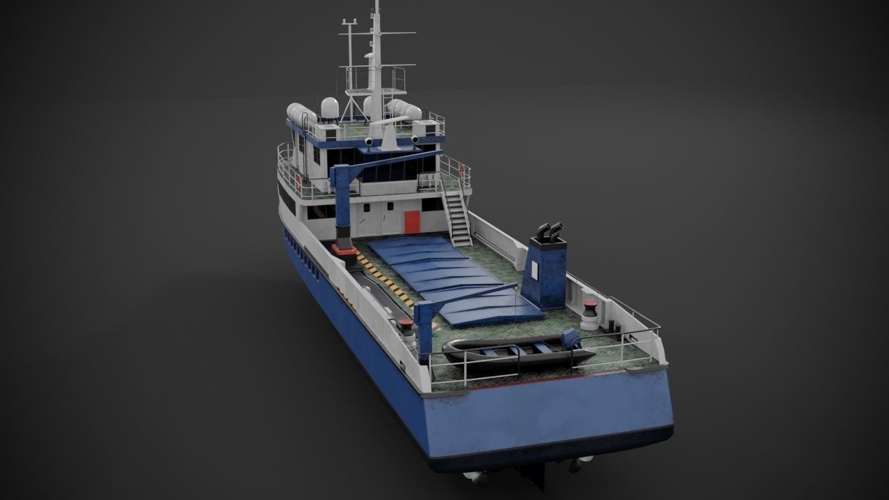 Crew boat Low-poly 3D model_9