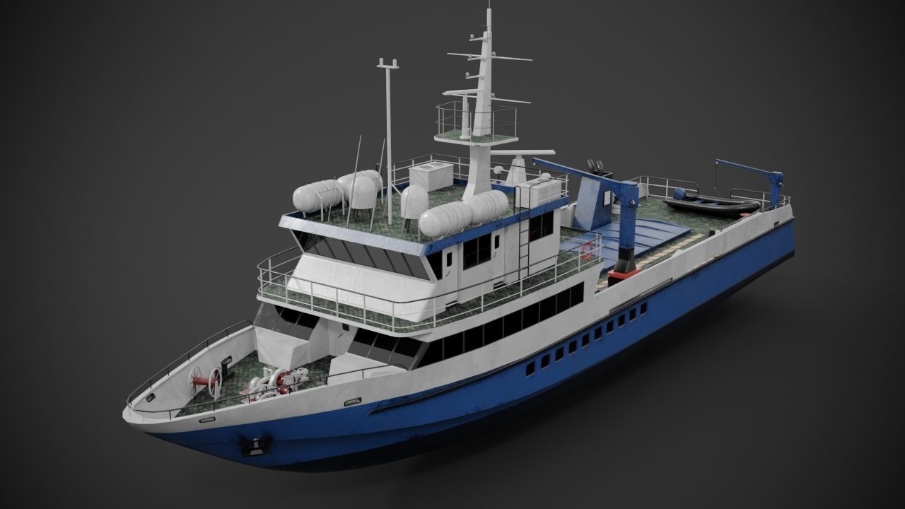 Crew boat Low-poly 3D model_6