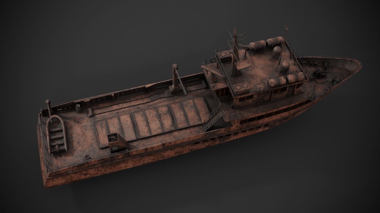 Crew boat Low-poly 3D model_15