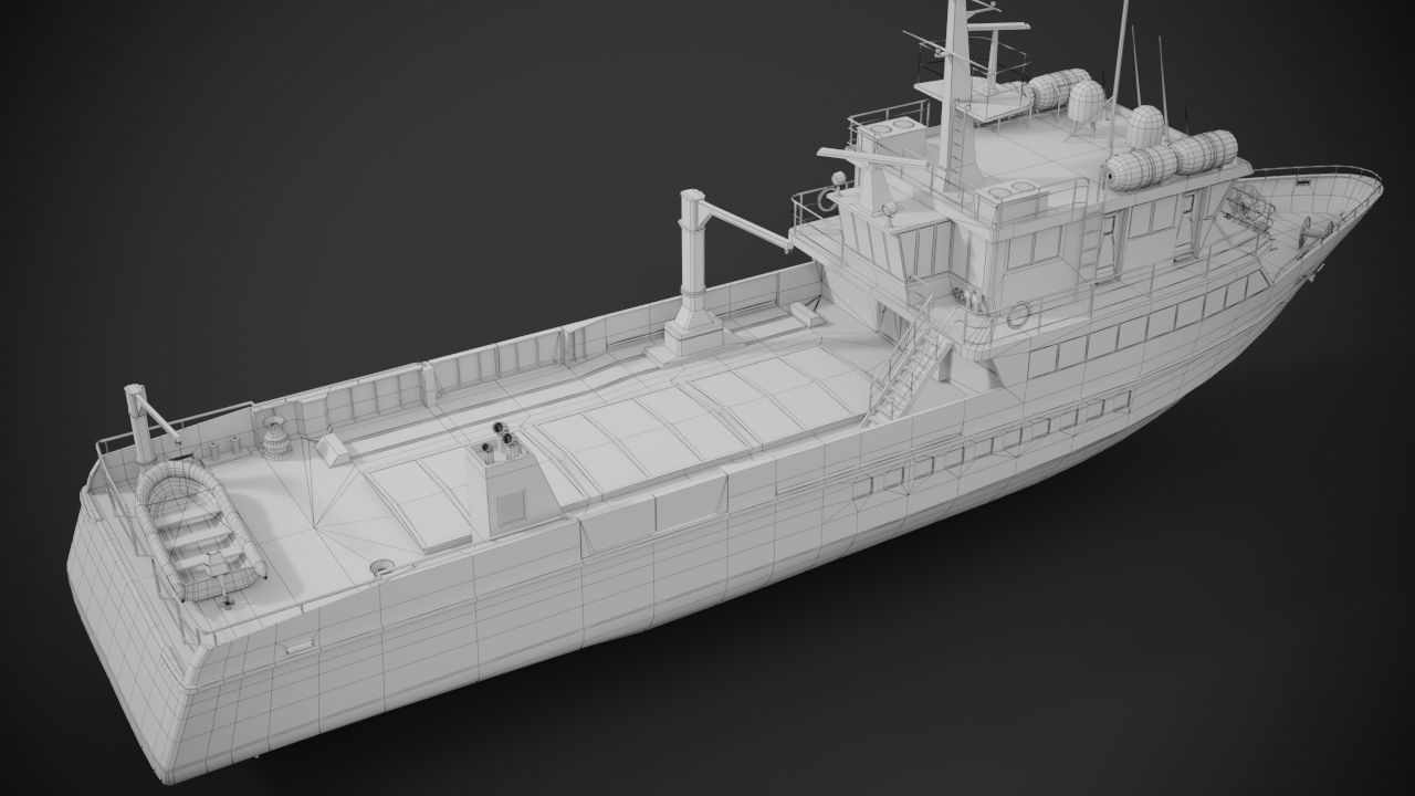 Crew boat Low-poly 3D model_17