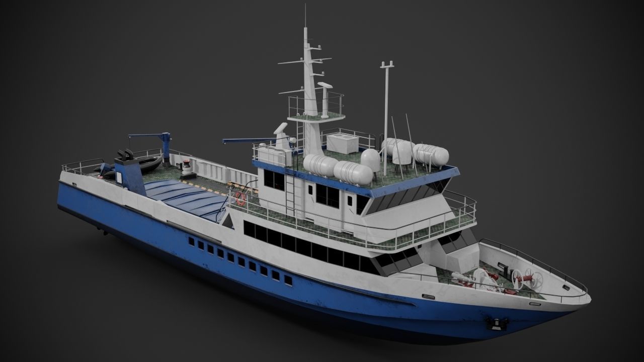 Crew boat Low-poly 3D model_3