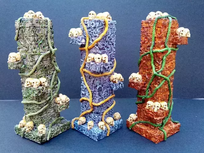 Skull Columns Pillars TTRPG Dungeons Dragons HeroQuest 28mm 3D print model