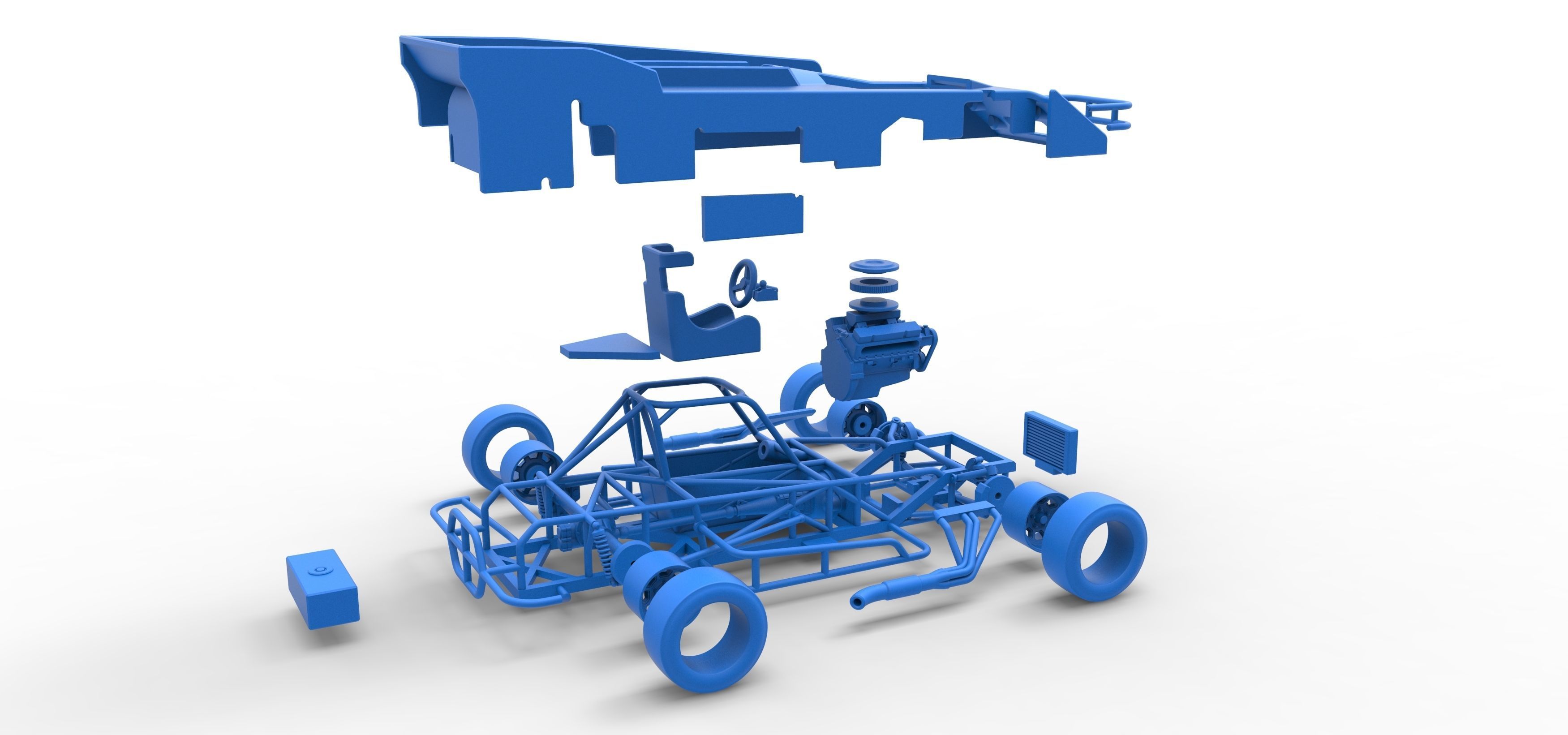 Small Block Supermodified race car Scale 1 to 25 3D print model_63