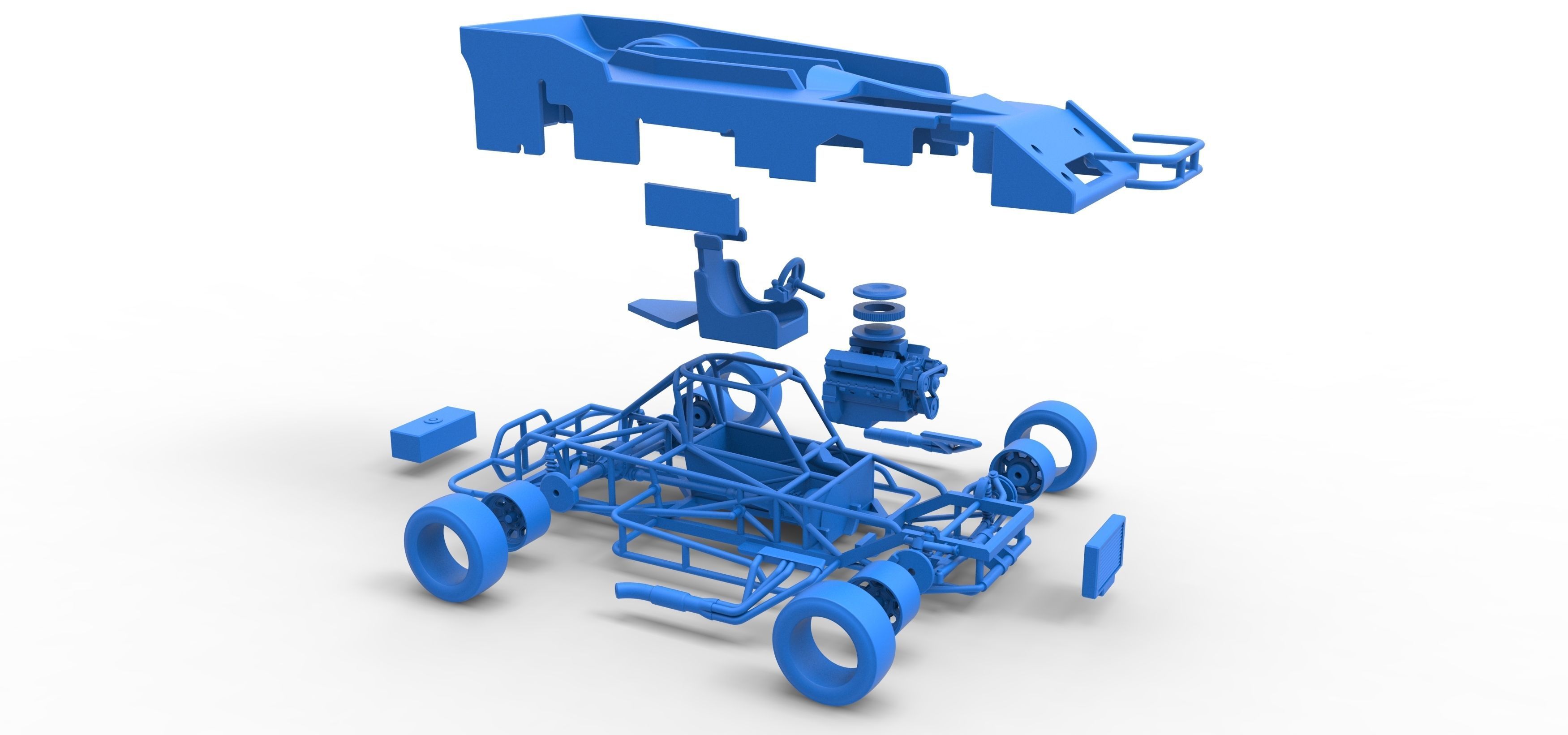 Small Block Supermodified race car Scale 1 to 25 3D print model_64