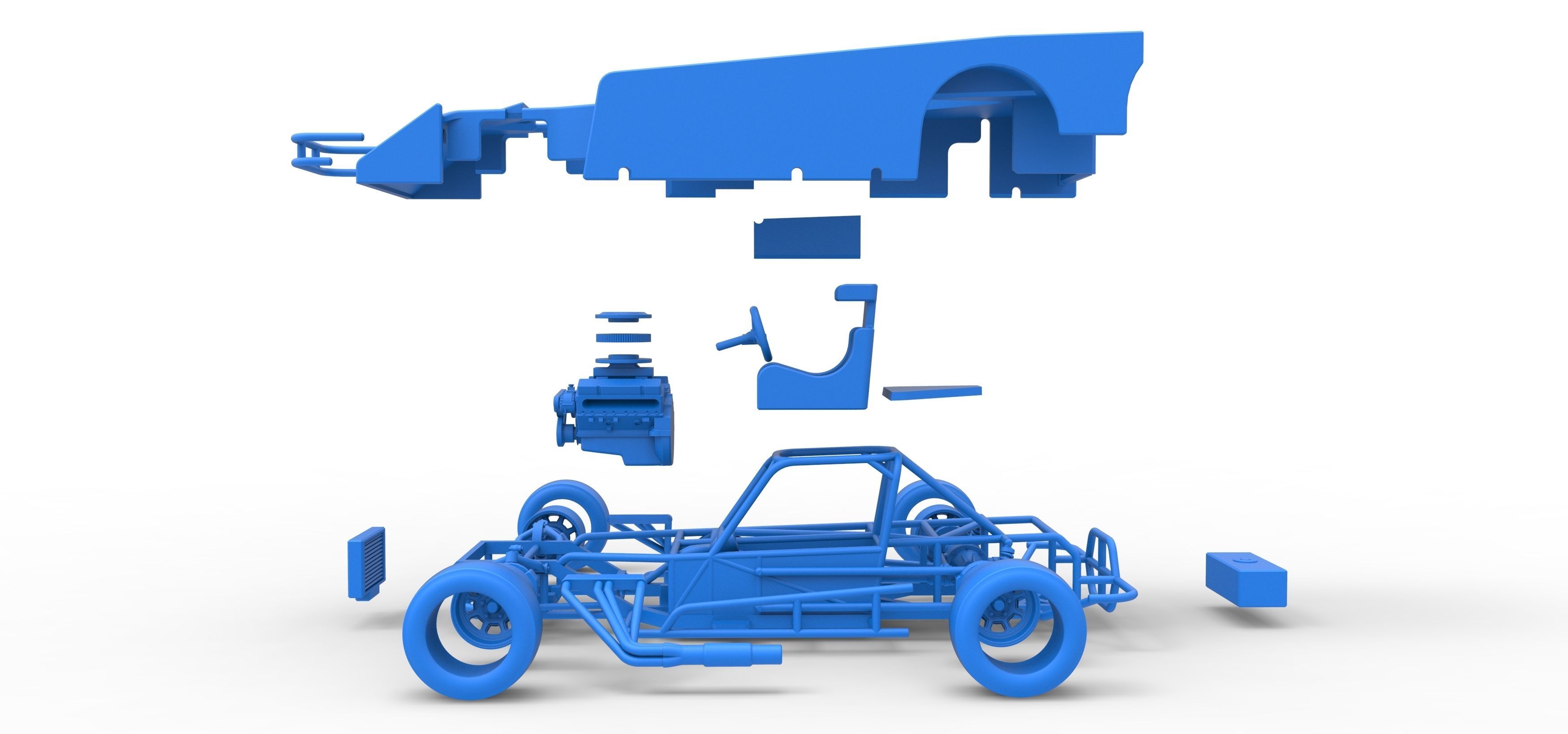Small Block Supermodified race car Scale 1 to 25 3D print model_59