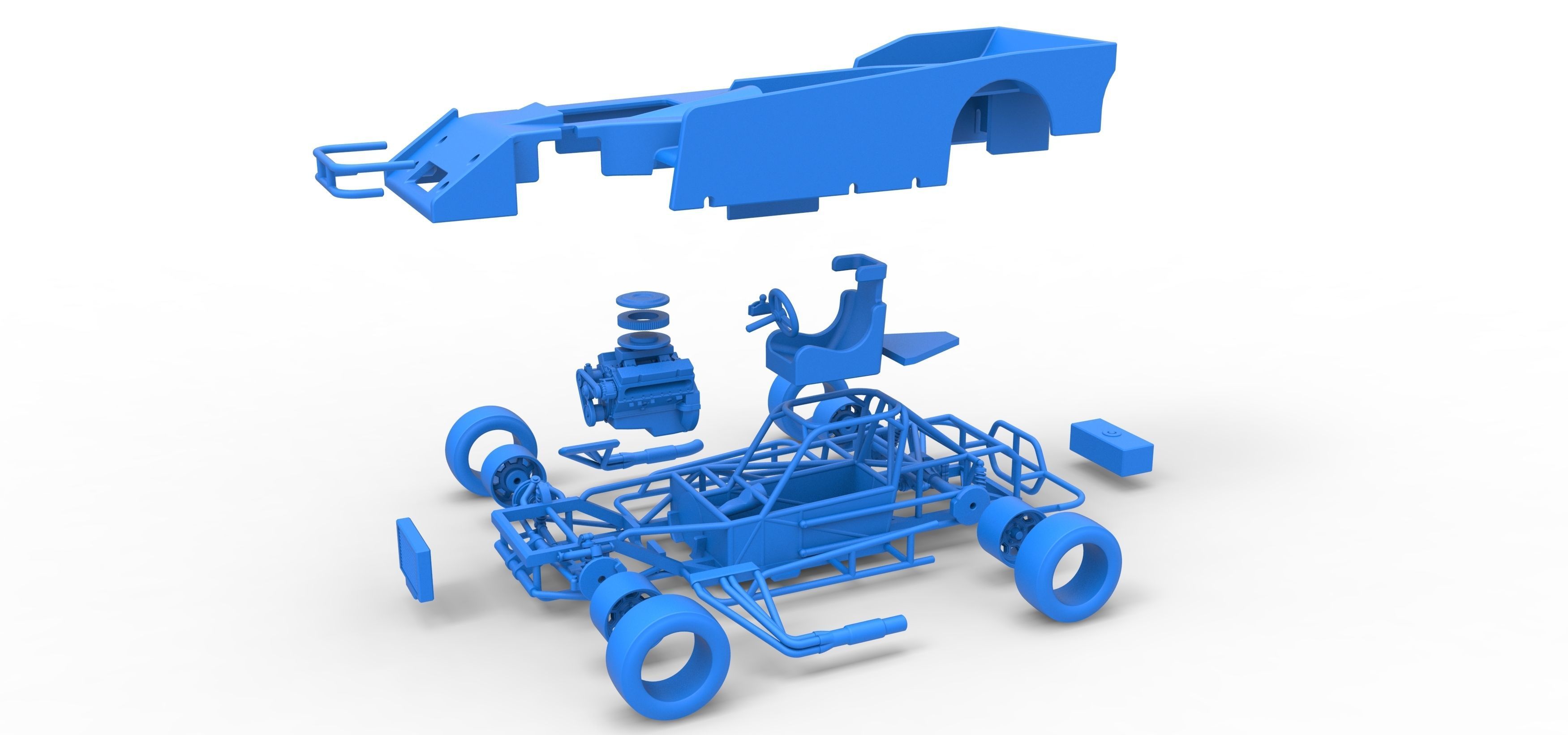 Small Block Supermodified race car Scale 1 to 25 3D print model_55