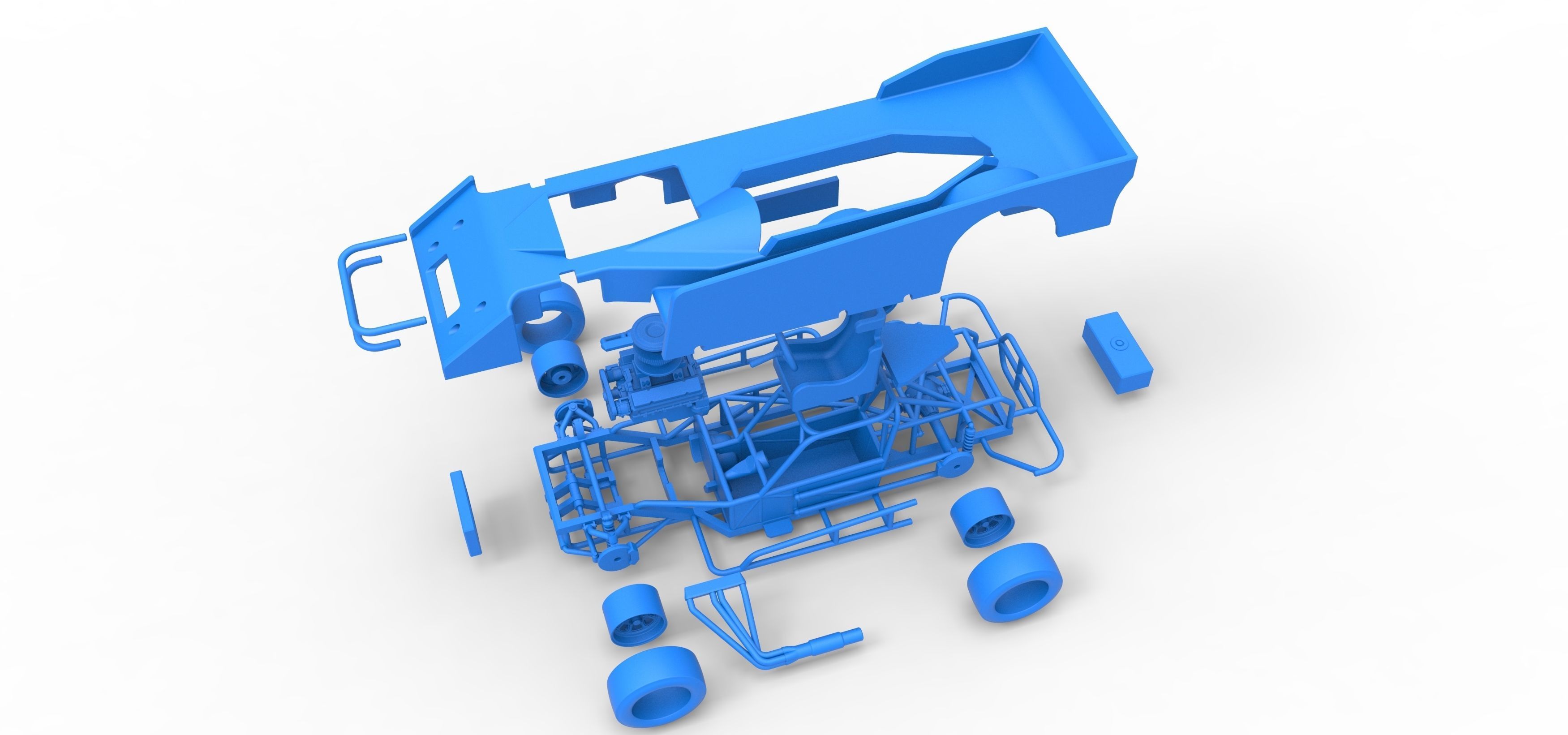 Small Block Supermodified race car Scale 1 to 25 3D print model_56