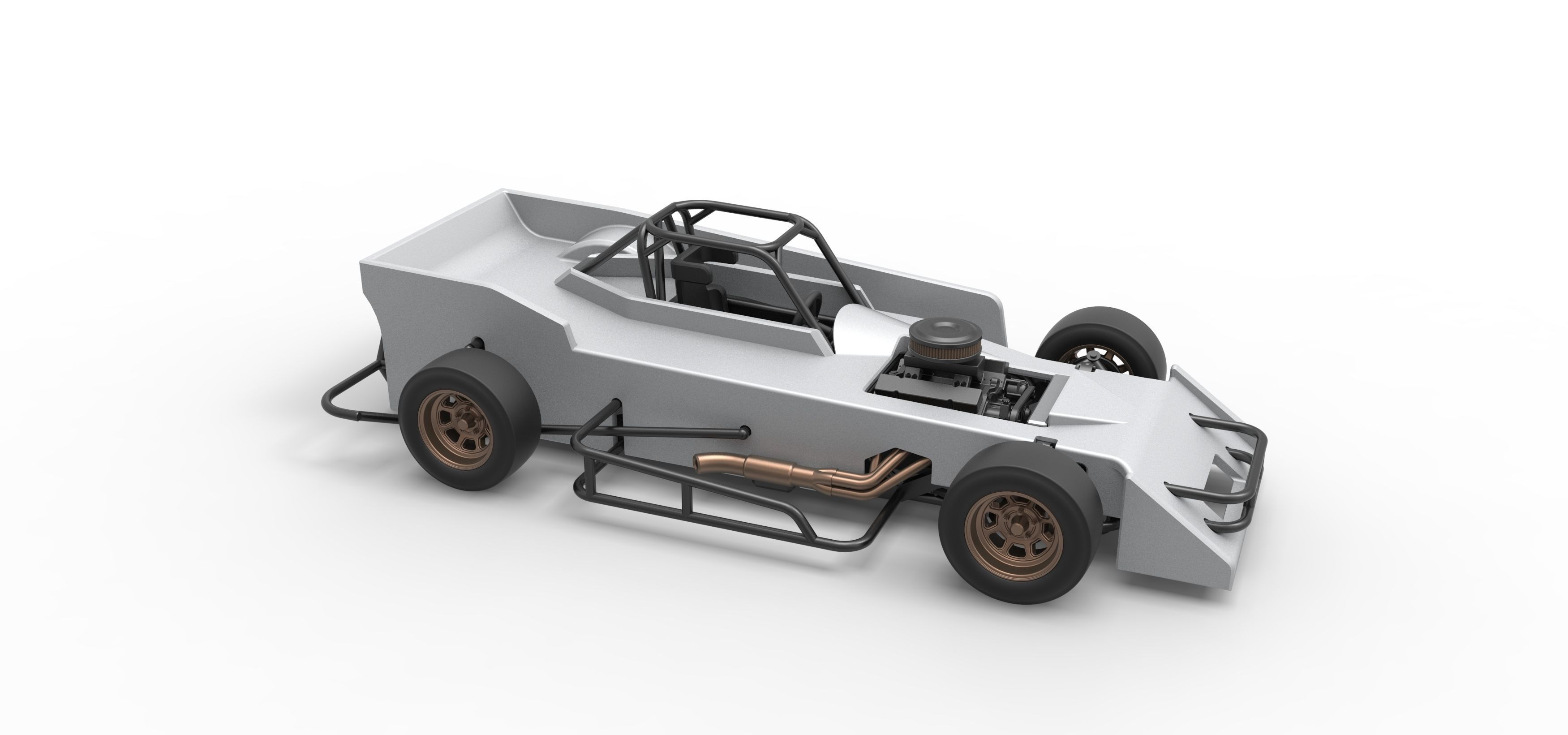 Small Block Supermodified race car Scale 1 to 25 3D print model_24