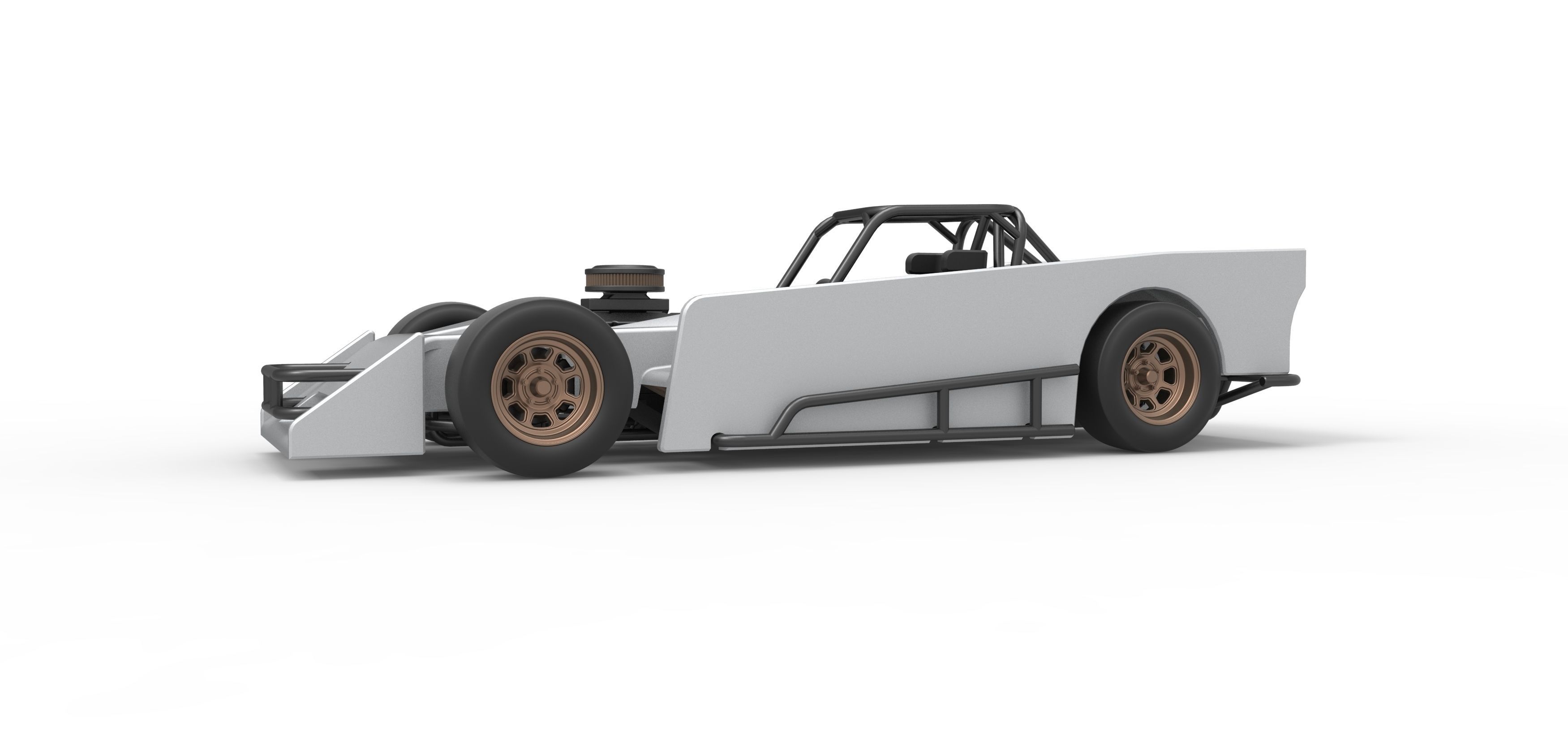 Small Block Supermodified race car Scale 1 to 25 3D print model_2