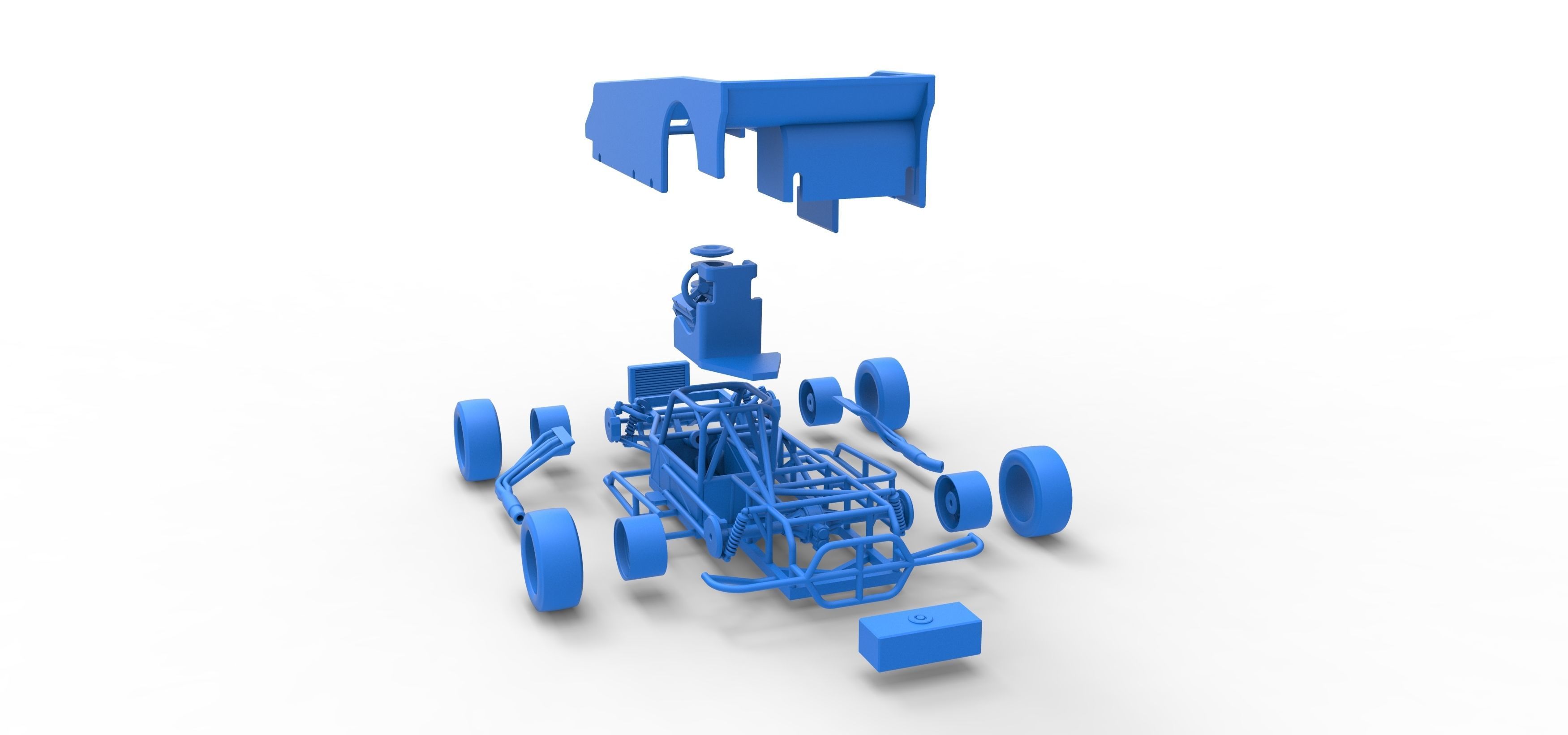 Small Block Supermodified race car Scale 1 to 25 3D print model_62