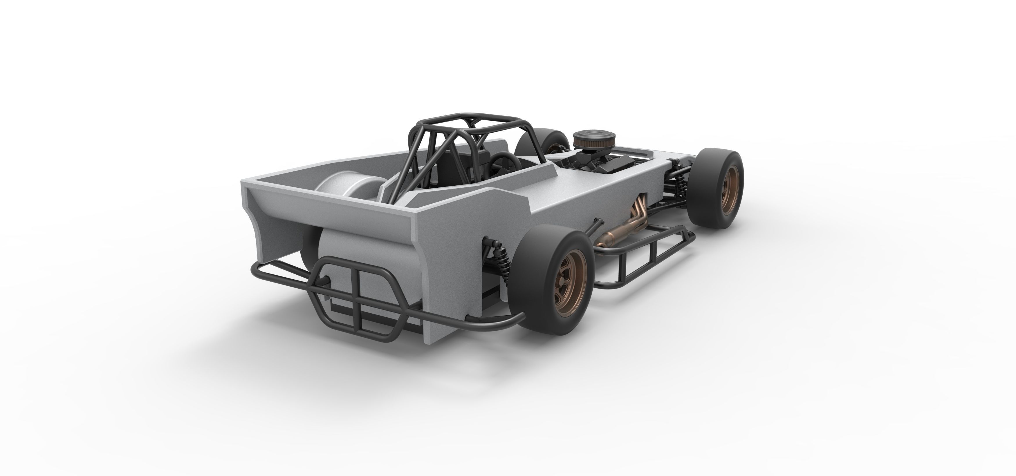 Small Block Supermodified race car Scale 1 to 25 3D print model_18