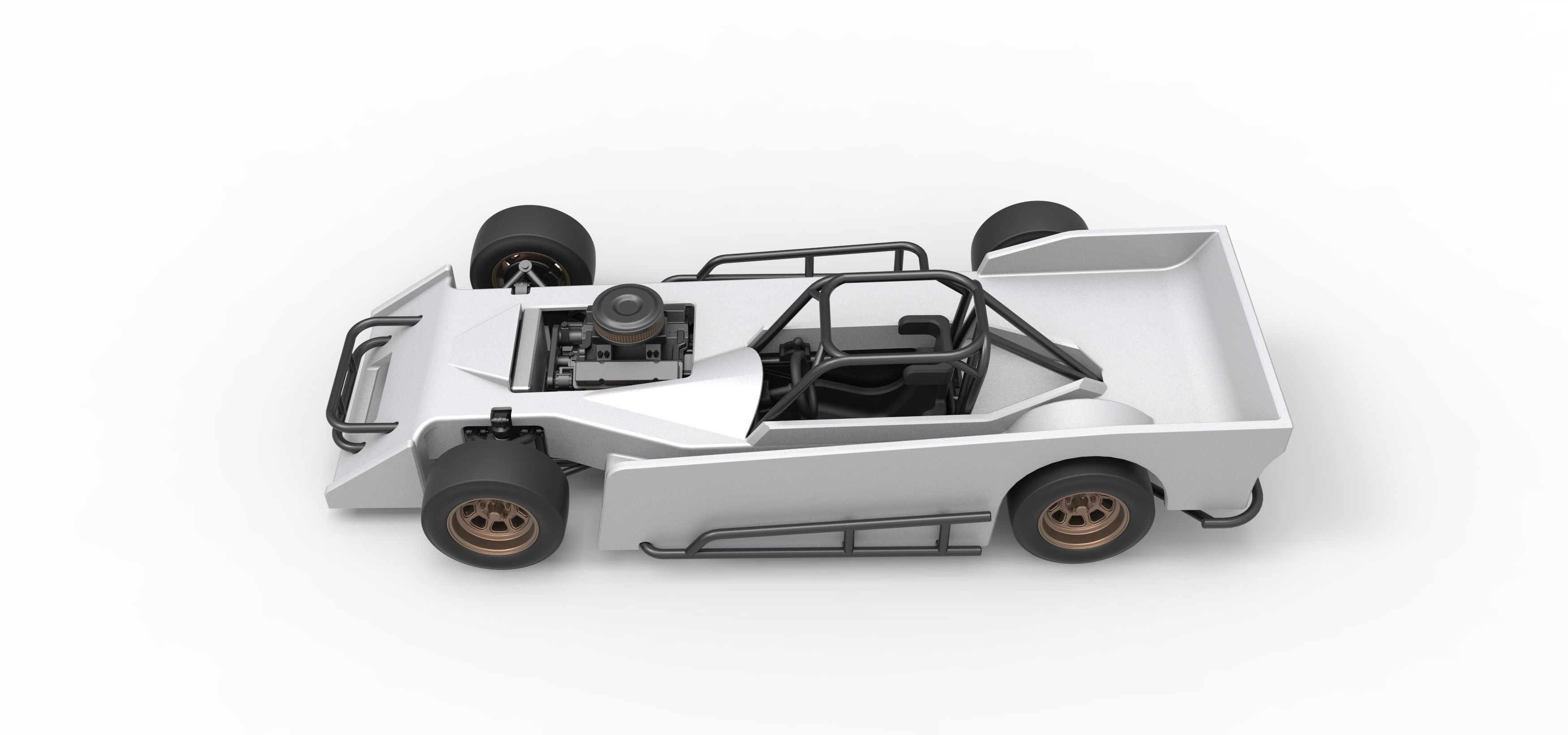 Small Block Supermodified race car Scale 1 to 25 3D print model_10