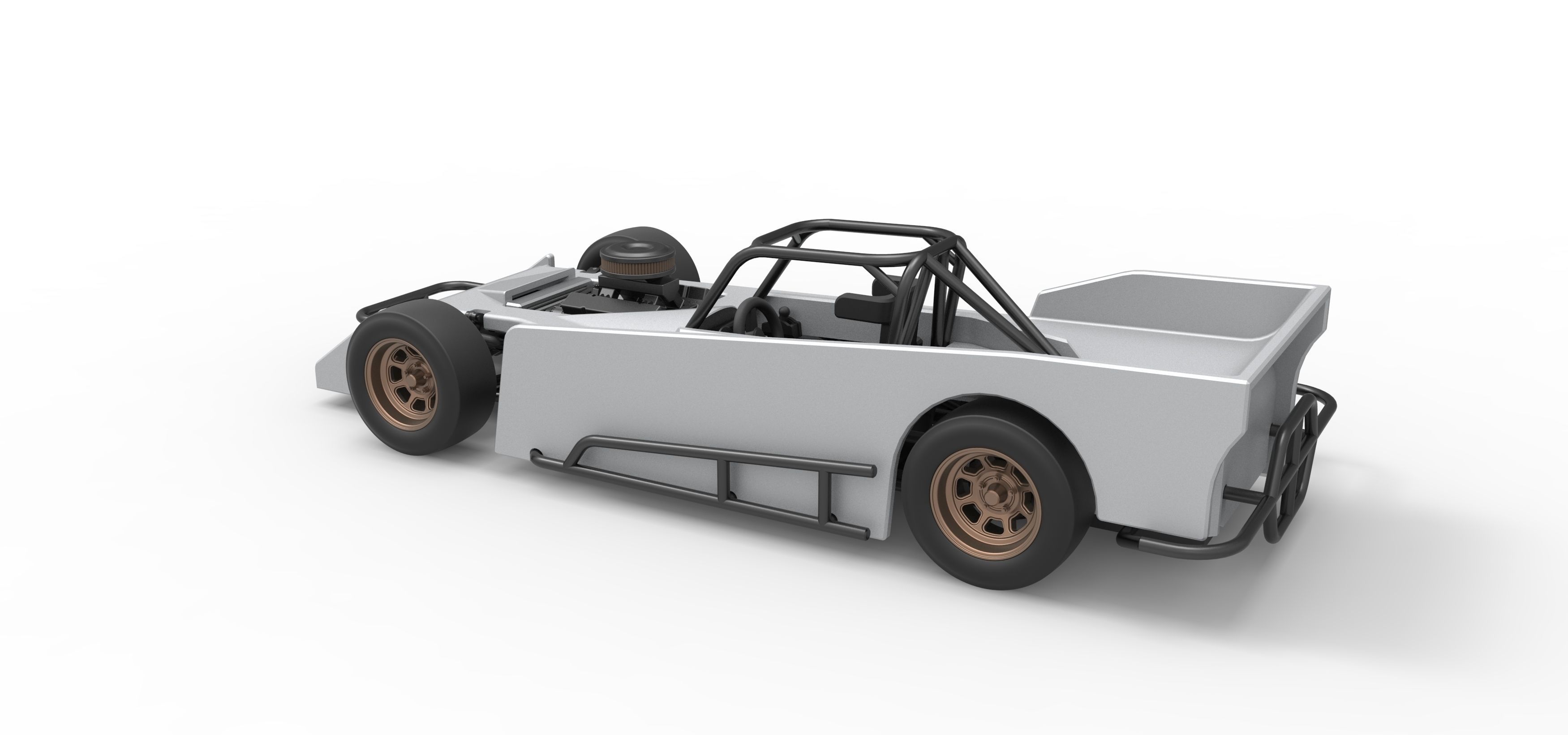 Small Block Supermodified race car Scale 1 to 25 3D print model_12