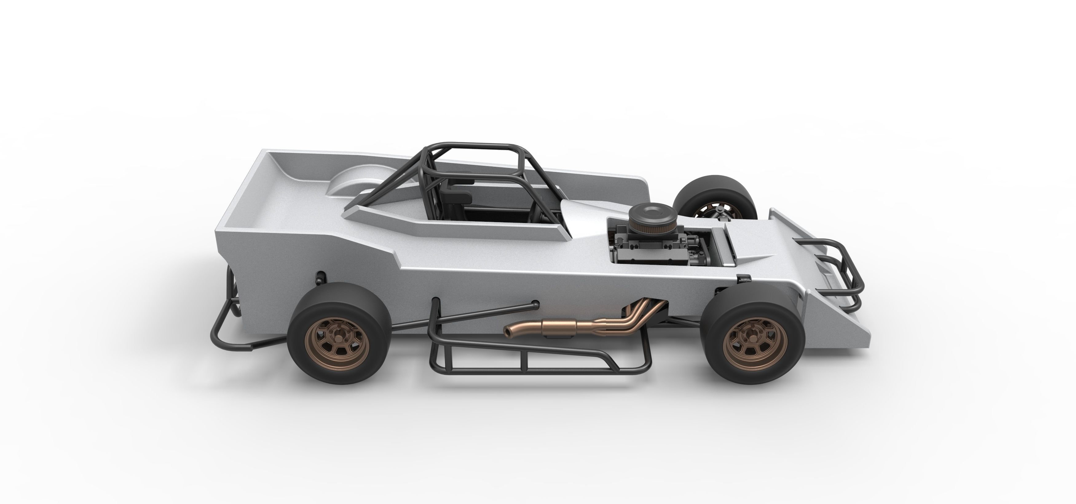 Small Block Supermodified race car Scale 1 to 25 3D print model_23