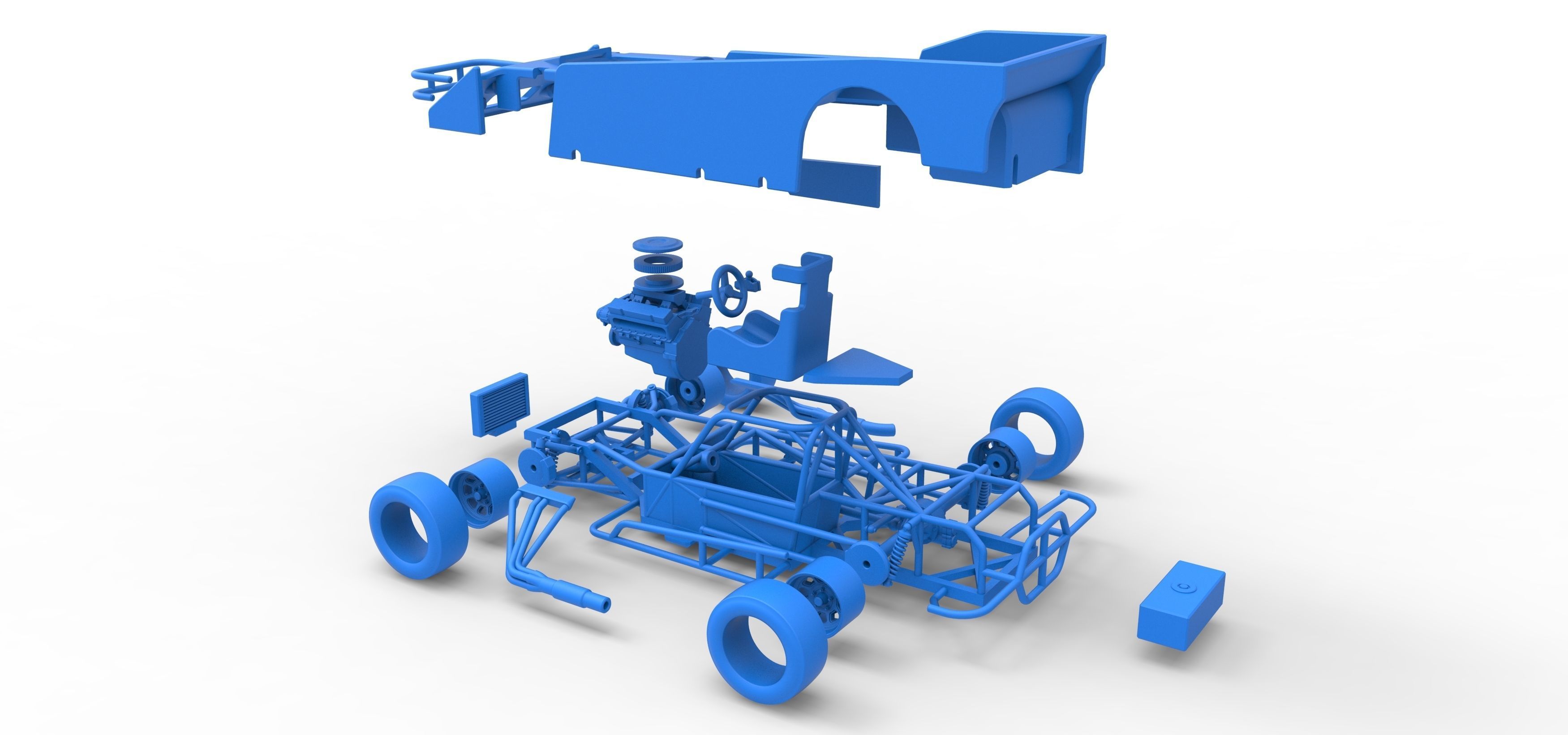Small Block Supermodified race car Scale 1 to 25 3D print model_61