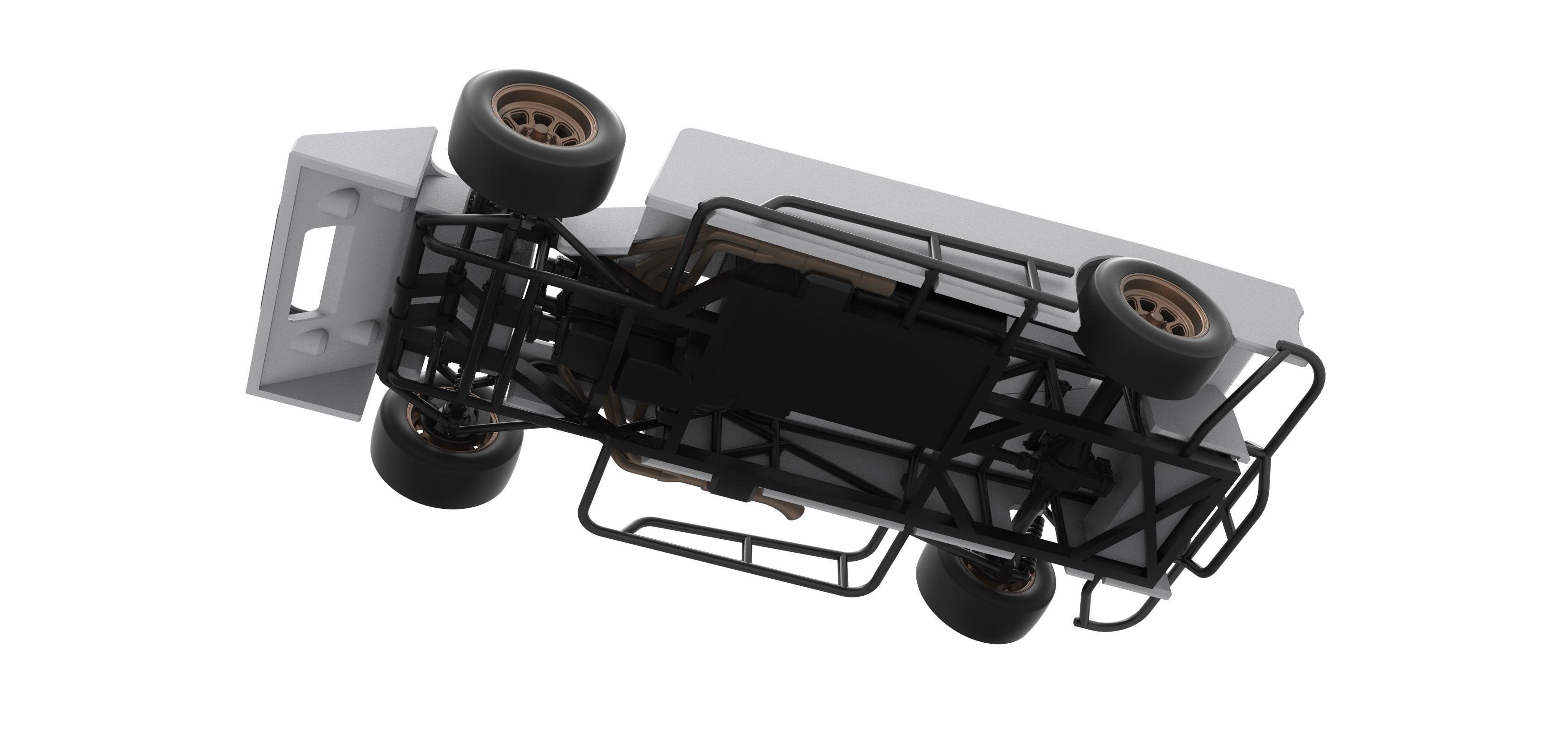 Small Block Supermodified race car Scale 1 to 25 3D print model_3