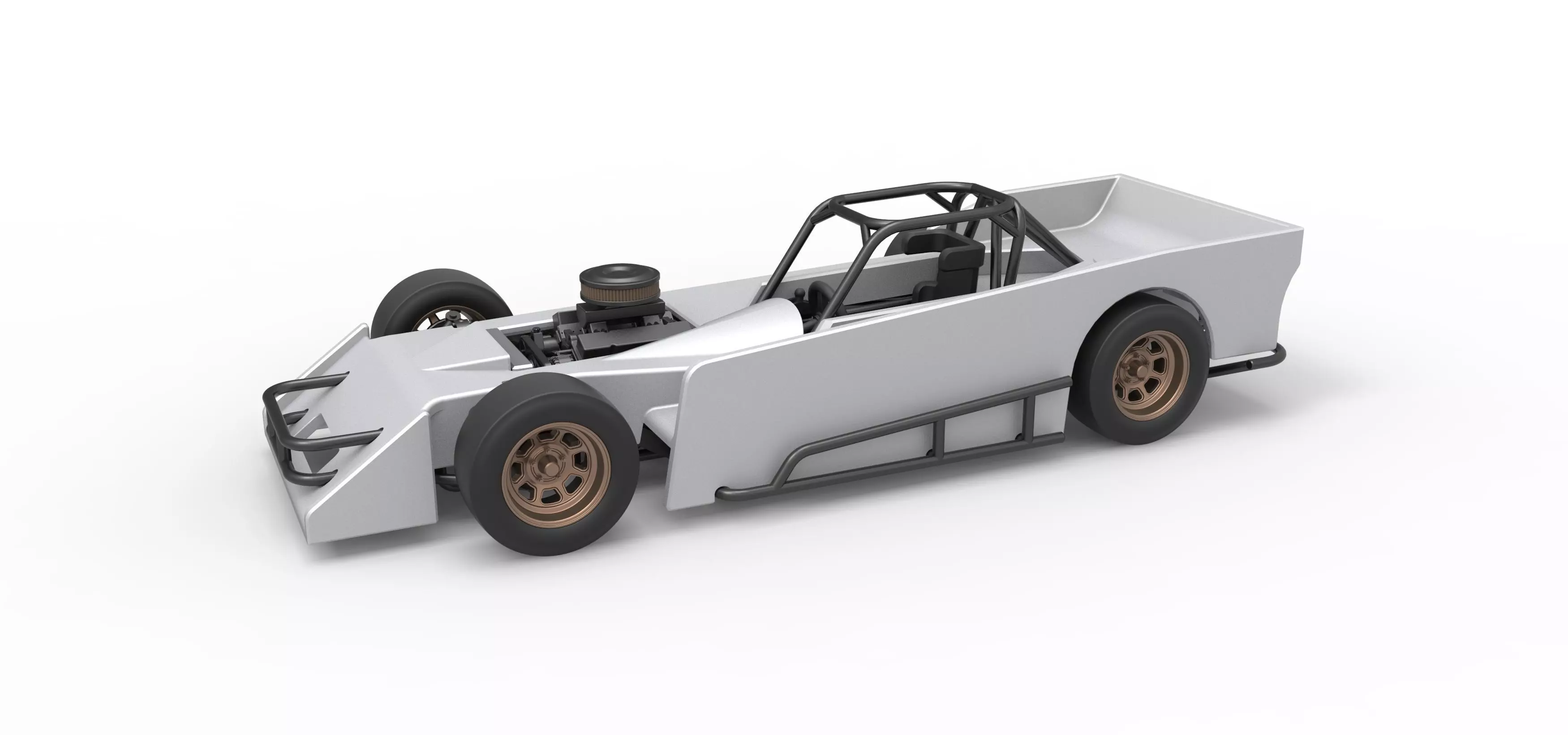 Small Block Supermodified race car Scale 1 to 25 3D print model_0