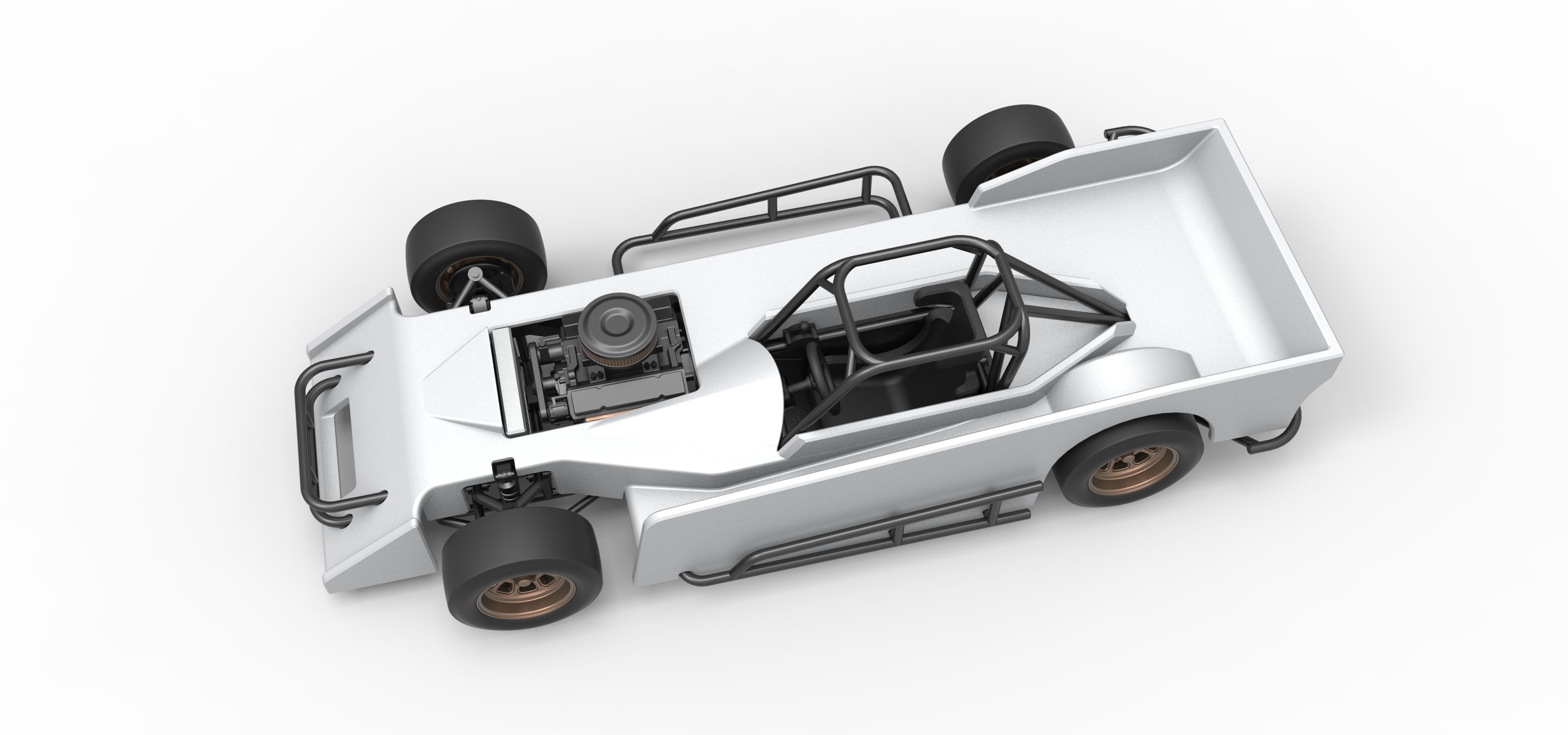 Small Block Supermodified race car Scale 1 to 25 3D print model_4