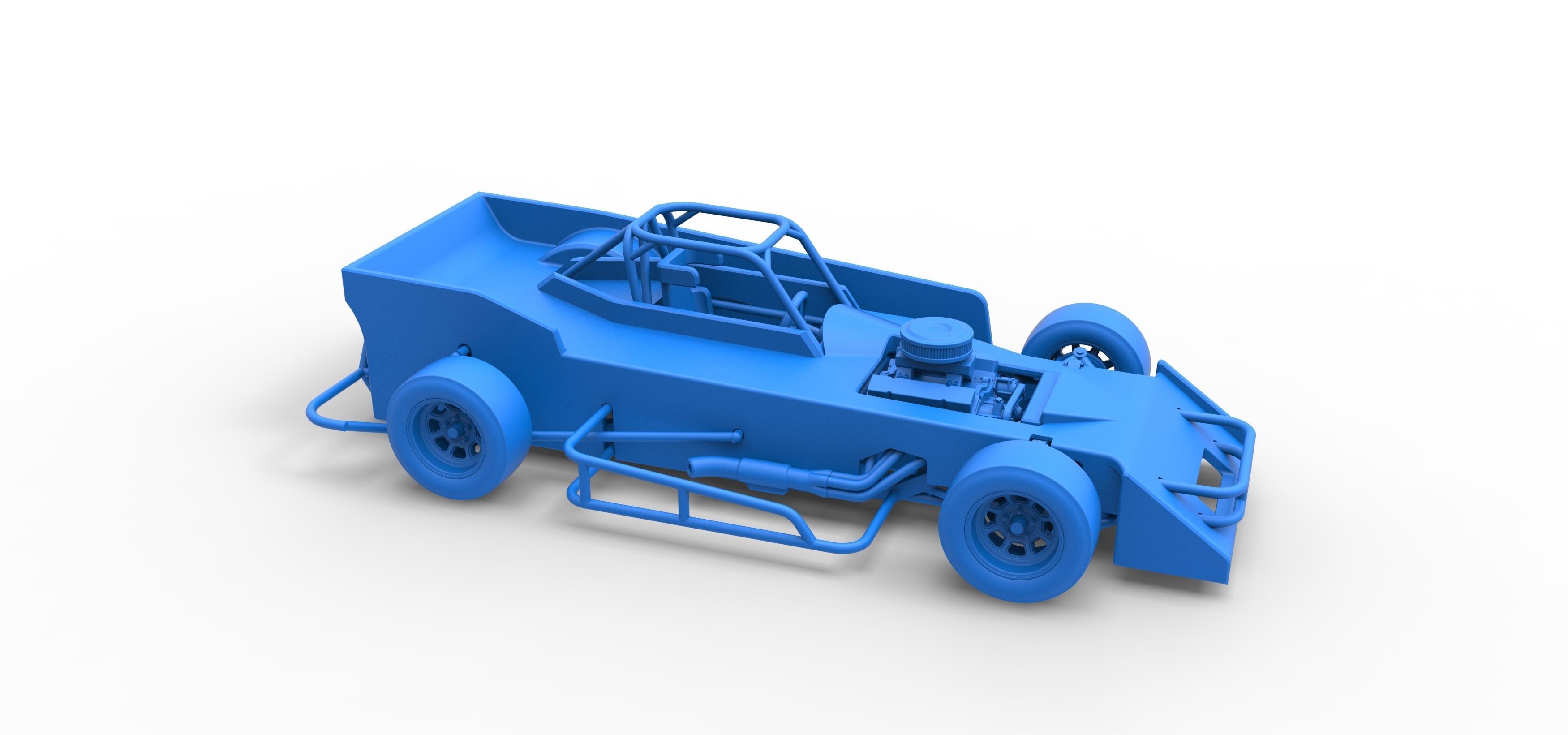 Small Block Supermodified race car Scale 1 to 25 3D print model_51