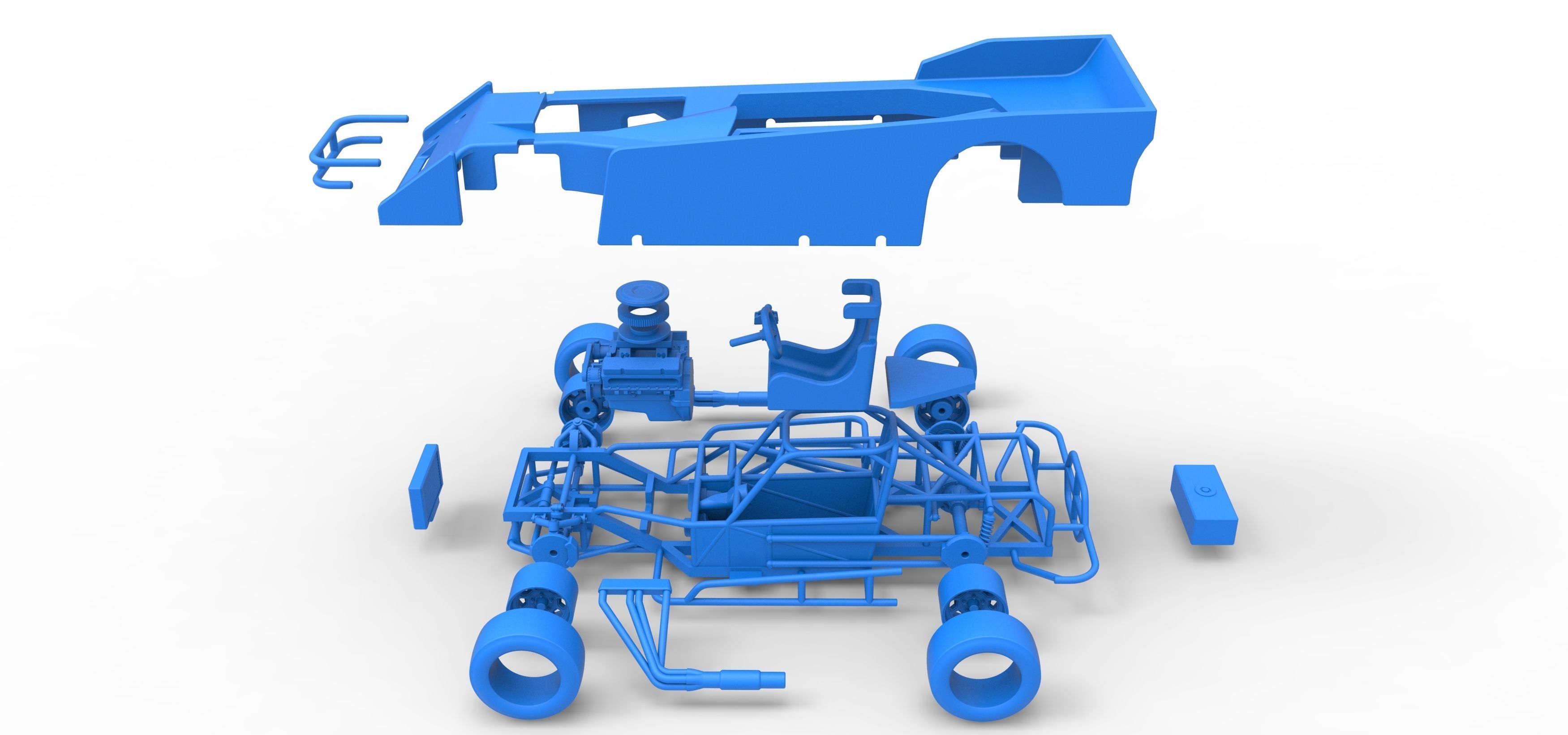 Small Block Supermodified race car Scale 1 to 25 3D print model_60