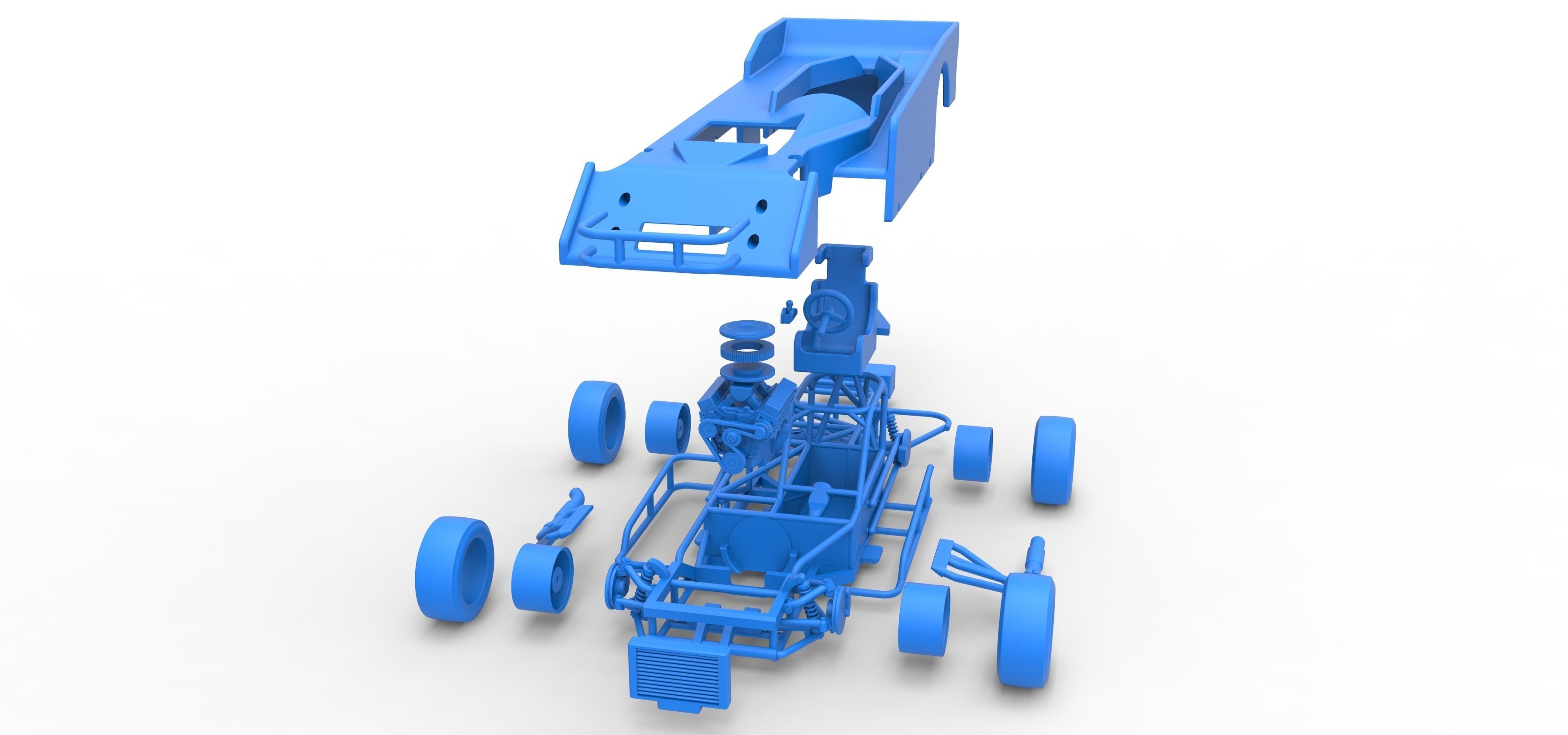 Small Block Supermodified race car Scale 1 to 25 3D print model_58