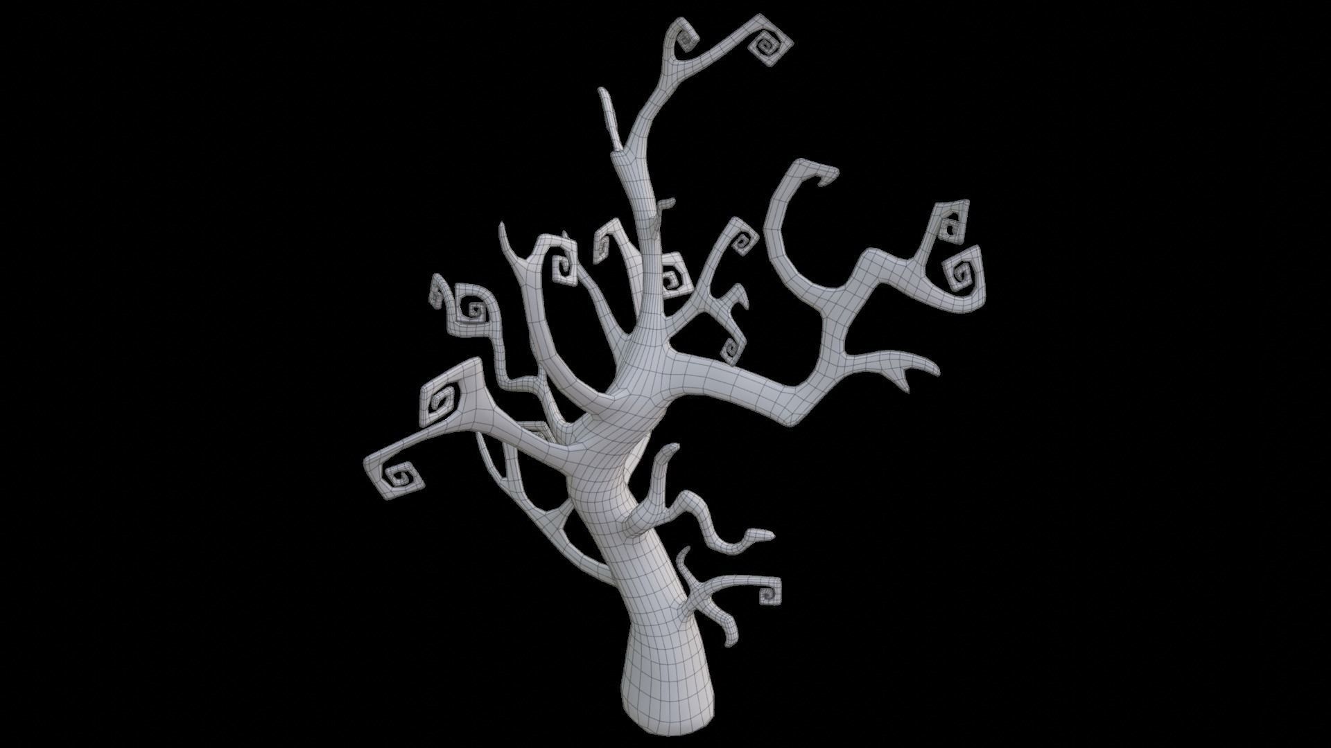 Spooky Tree Low-poly 3D model_6