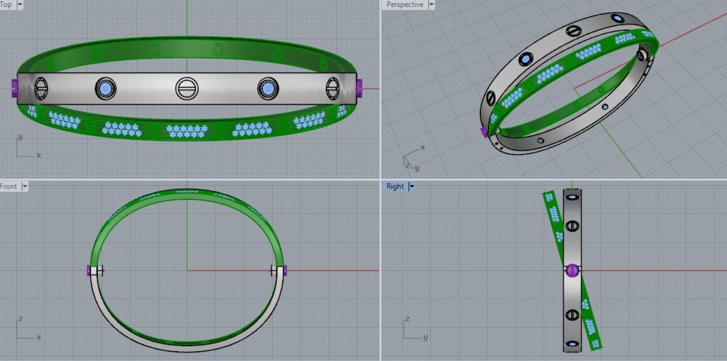 bracelet bolt 3D print model_9