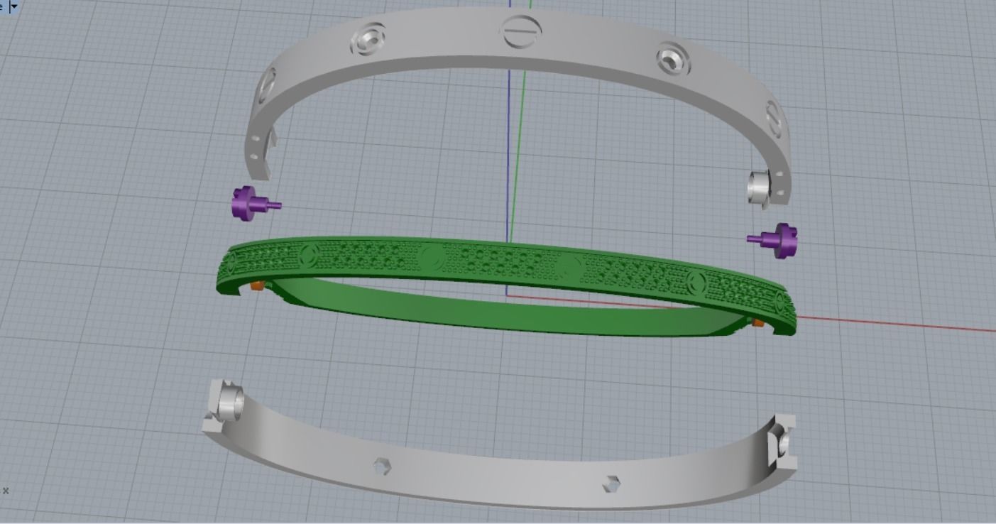 bracelet bolt 3D print model_14