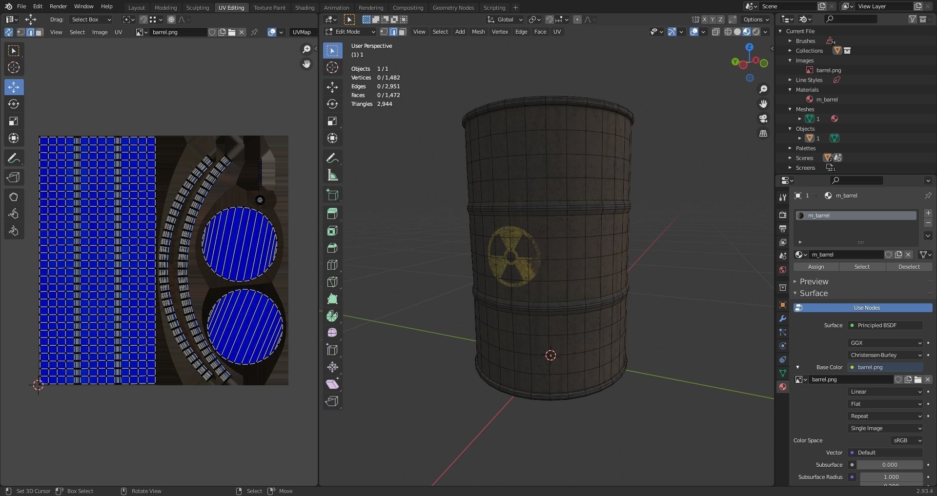 barrel Low-poly 3D model_5