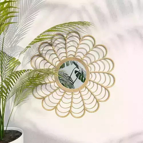 Wood Rattan bamboo boho mirror decor