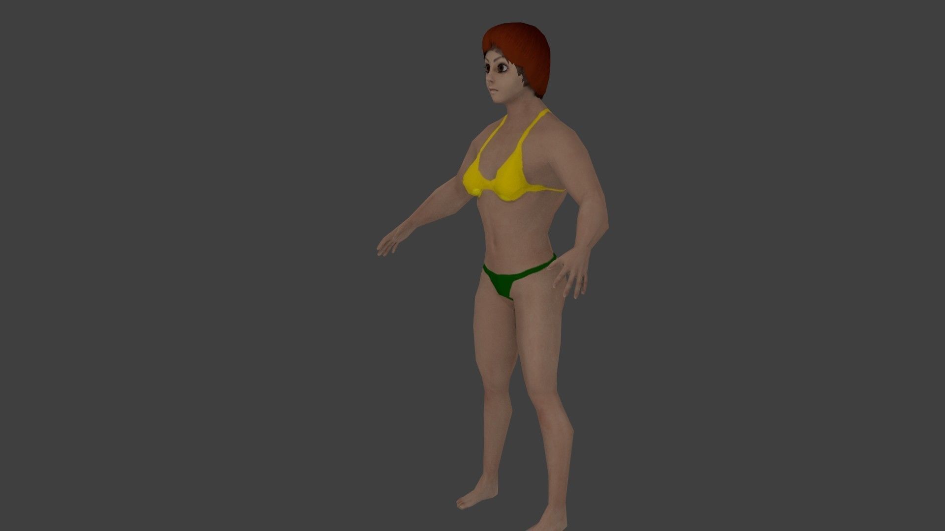 cartoon Fitness girl Low-poly 3D model_9