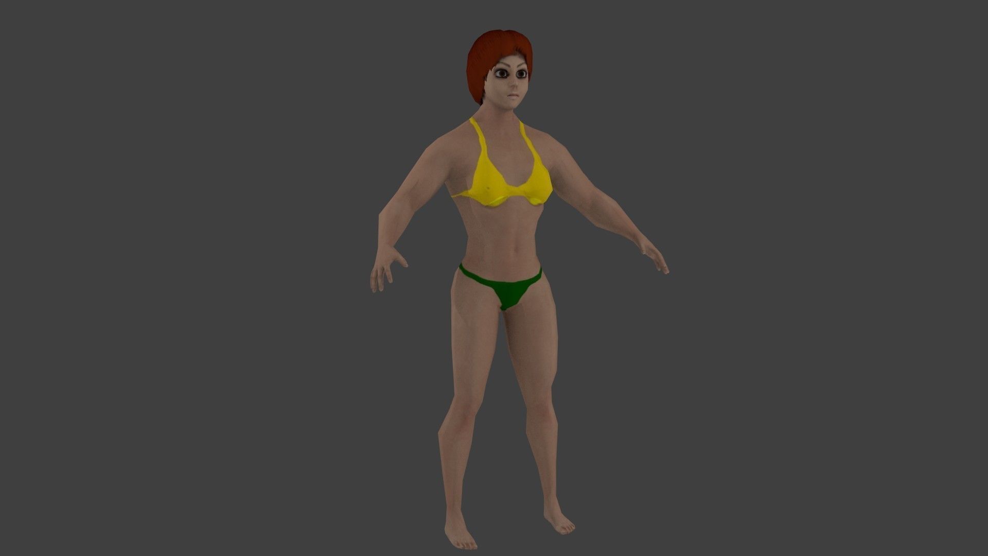 cartoon Fitness girl Low-poly 3D model_5