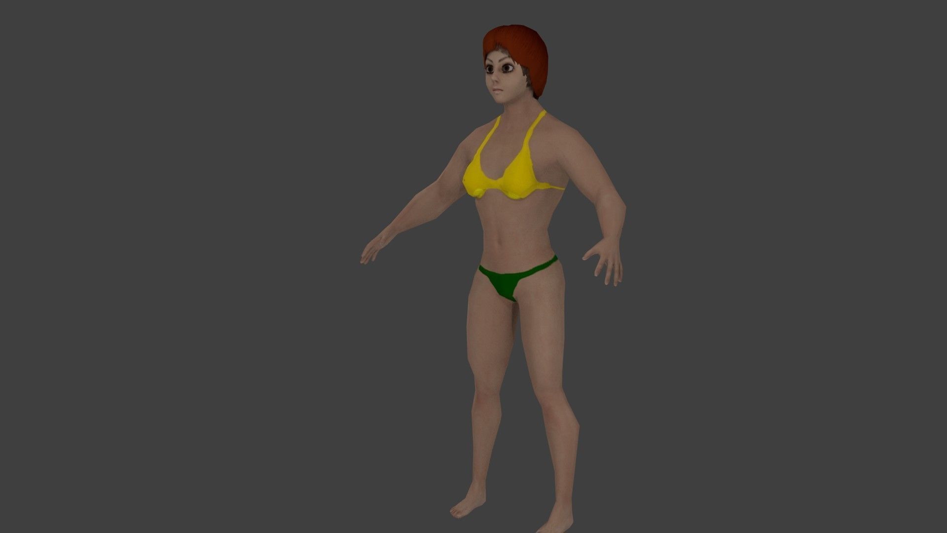 cartoon Fitness girl Low-poly 3D model_7