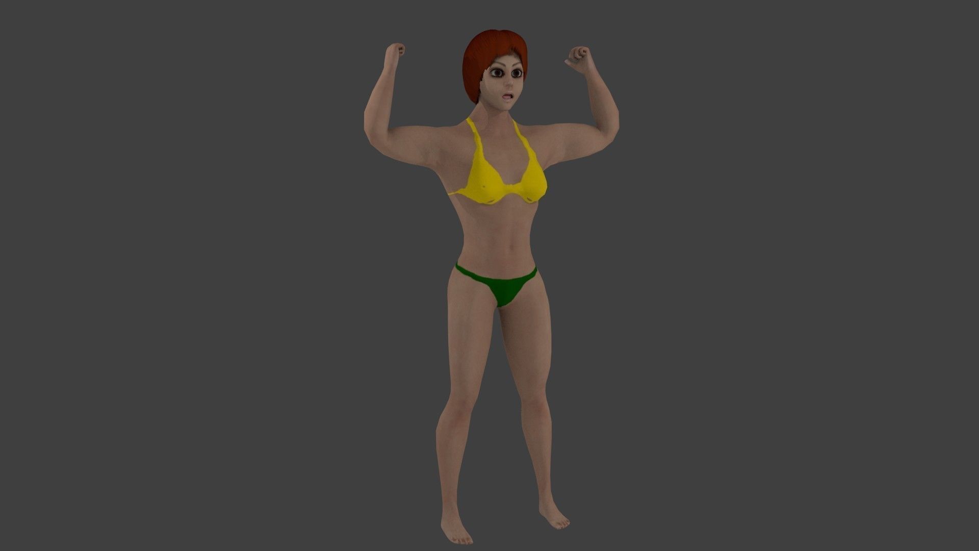 cartoon Fitness girl Low-poly 3D model_20