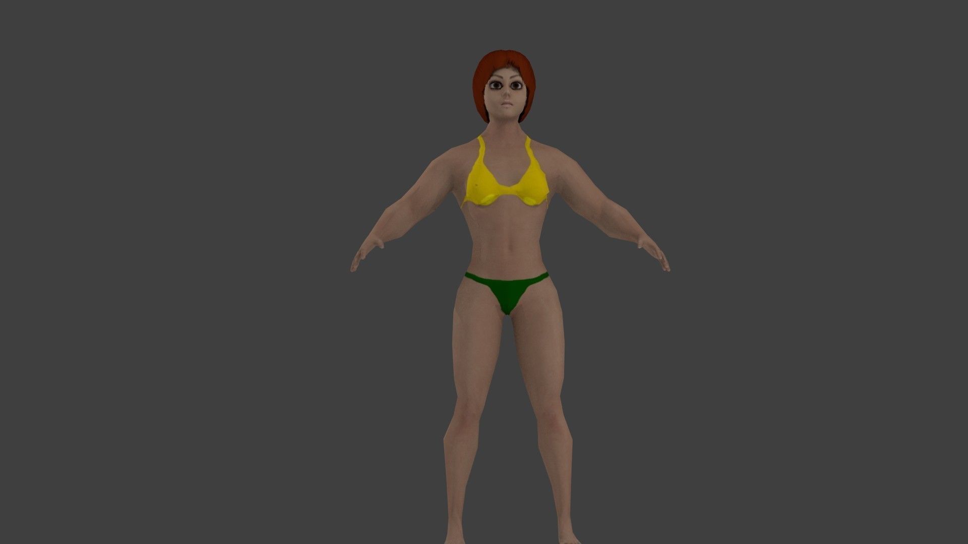 cartoon Fitness girl Low-poly 3D model_12